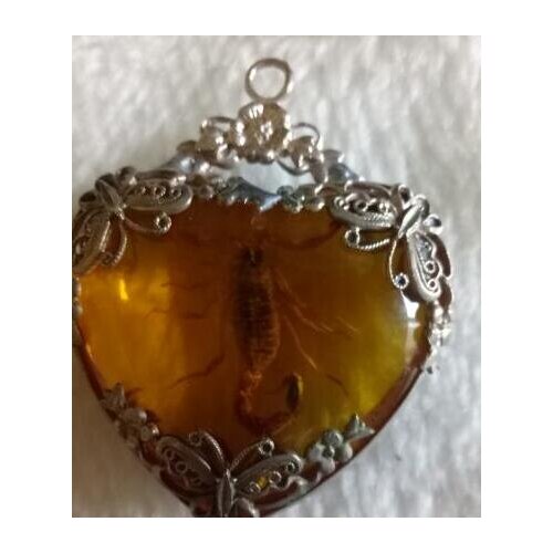 Tibet siliver Handwork amber with real scorpion statue free shipping