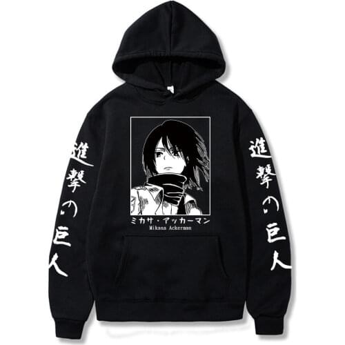 Attack on Titan Hoodie Anime Mikasa Ackerman Printed Sweatshirt Tops Casual Oversized Men/Women Pullover Clothes Harajuku