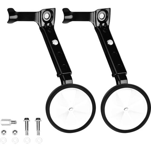 Variable Speed Bicycle Training Wheels Adjustable For Kids Bikes 16" To 22" (Black) Fittings Are Supplied For Easy Installment