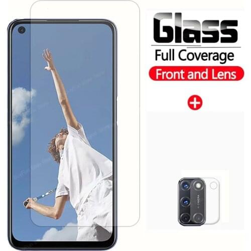 2-in-1 tempered glass on for oppo a52 full cover glass screen protector For oppo a52 a72 a92 a 52 72 92 9h protective glass film