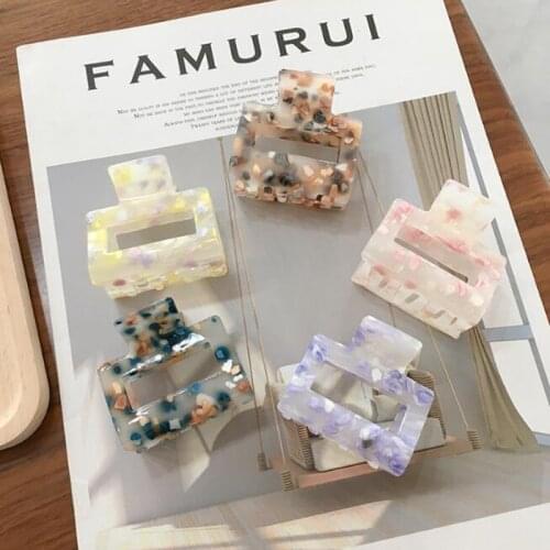 Women Fashion Acetic Acid Hair Claws Square Acrylic Hair Clamps Crab Geometric Multiple Colorful Hair Clips Accessories