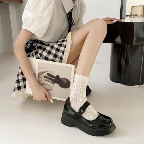 Women British Style Genuine Leather Shoes Japanese JK Mary Jane Maid Pumps 2021 Platform Kawaii Fairy Sexy Cosplay Lolita Shoes
