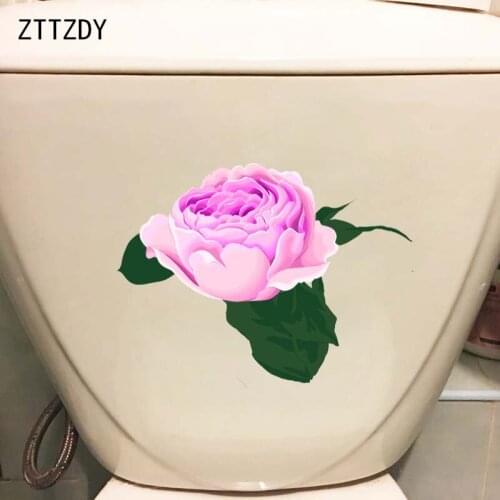 ZTTZDY 23.2*17.3CM Hand Drawn Carnation Flower Fashion Toilet Sticker Decor Home Wall Decal T2-0396