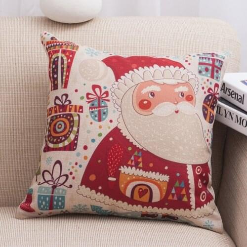 1Pcs Happy New Year Christmas Decorations for Home Cartoon Santa Elk Decorative Pillows Cover Navidad Natal 45*45Cm