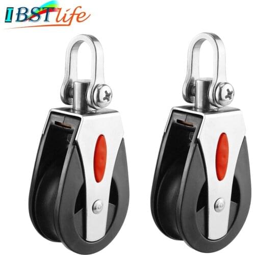2PCS 1500Lbs Load Sheave Block Universal Head Single Pulley Swivel Sailboat Plain Bearing Block Rope Runner Boat Accessories