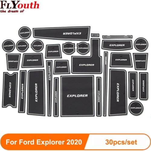 Anti-Slip Gate Slot Cup Mat For Ford Explorer 2020 Interior Non-slip mat Accessories Door Pad 30pcs Car Styling
