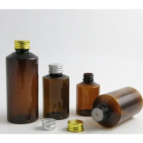 50 x 50ml 100ml 150ml 200ml High Quality Portable Amber Perfume Bottle Gold Sliver Aluminum Cover Metal Cap Containers
