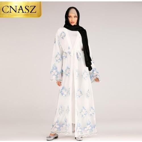 New Muslim Abaya For Women Modest Abaya Dubai New Fashion Embroidered Lace Robe Cardigan Maxi Skirt Kimono Cardigan