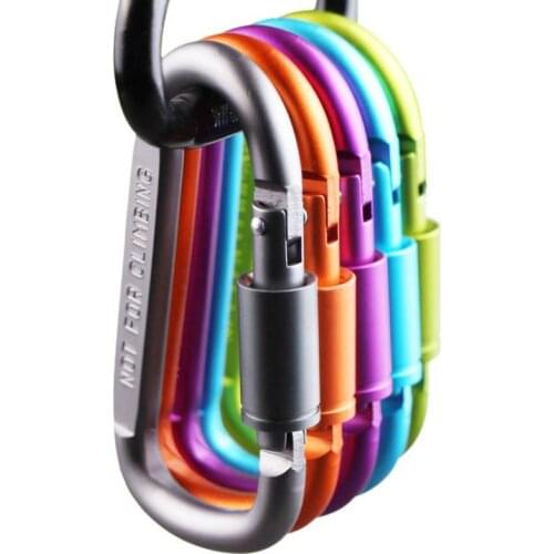 500pcs 8cm Aluminum carabiner outdoor climbing locking type D quickdraw carabiner buckle backpack buckle party gifts SN516
