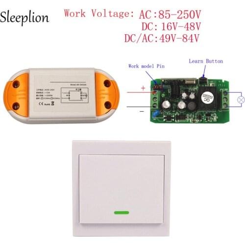 Sleeplion Super Wide Rang Volt Remote Switch 16-48V 50V-85V 110V 220V For All Light Lamp Wall Panel Control Wireless Switch