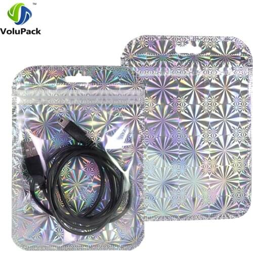 10x15cm(4x6in) Glittery Silver/ Gold Translucent Plastic Retail Package Bag Reclosable Flat Zip Lock Bag With Hang Hole