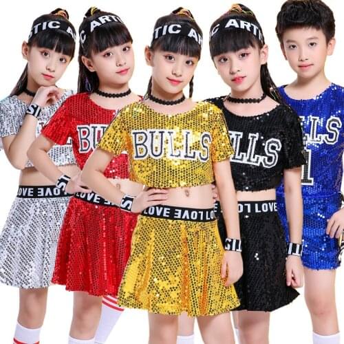 Songyuexia Childrens Jazz suit new sequins cheerleading Costume Girls hip-hop modern dress