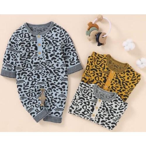 Baby Boys Clothes Autumn Winter Knitted Baby Clothes Leopard Baby Romper Boy Jumpsuit Onesie Girl Romper Baby Jumpsuits Overalls