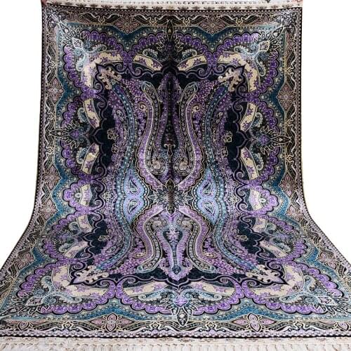 FangCun 6'x9' Purple Abstract Turkish style hand knotted silk carpet use for living room or showroom