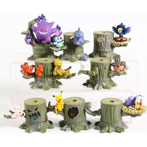 Pokemon Forest Figure Vol.3 Gengar Mew Ditto Cubone Litwick Pumpkaboo Paras Abra Piplup Shuppet Murkrow 8pcs/set