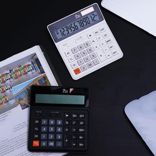 Horizontal Desktop Calculator Financial Accounting Office Solar Calculator 12-digit Large Screen Dual Power Portable Calculator