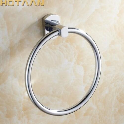 HOTAAN Wall Mounted Chrome Plated Bathroom Towel Holder, Solid Brass Round Towel Rings Bathroom Accessories YT-11691
