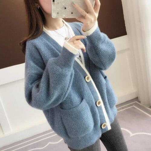 Womens New Cardigan Sweater Autumn 2020 Basic Casual V-Neck Solid Long Sleeve Sweater Female Tops
