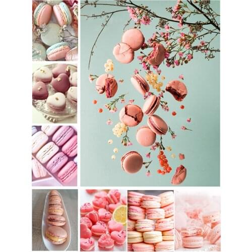 Dessert Macarons Diy 5D Diamond Painting Food Full Square and Round Embroidery Mosaic Wall Art Handmade Home Decoration Gifts