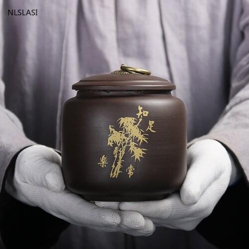 Chinese Purple Clay Tea Jar oolong Tieguanyin containers travel tea bag storage box Portable Sealed tea caddy Coffee Canister