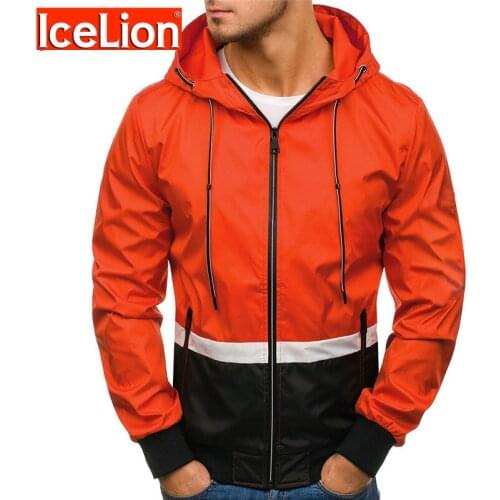IceLion 2020 Autumn Jacket Men Fashion Hooded Coat Slim Fit Mens Windbreaker Hip Hop Streetwear Casual Clothing Chaqueta hombre