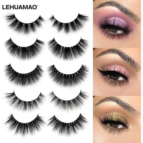 LEHUAMAO Mink Eyelashes 3D Mink Lashes Natural fluffy eyelashes Thick HandMade Full Strip Lashes Cruelty Free Mink Lashes D8 ser