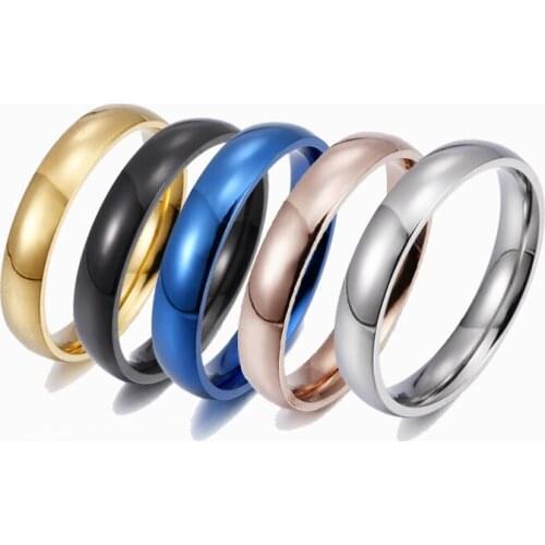Minimalist Five-Color Glossy Fashion 4MM Couple Ring for Men and Women Valentines Day Gift