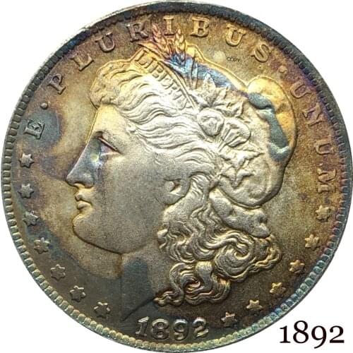 United States Of America 1892 Morgan One Dollar US Coin Liberty Cupronickel Silver Plated In God We Trust Copy Coin