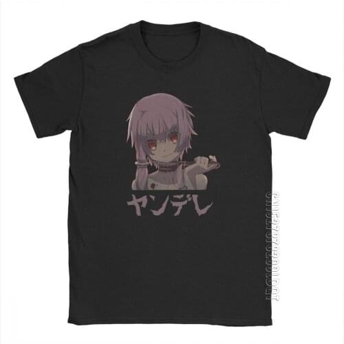 Mens T-Shirt Yandere Girl Katakan Mirai Cotton Basic Tees Male Tshirt Gasai Yuno Future Dairy Japanese Comic T Shirts