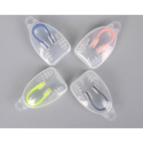 Soft Silicone Swimming Nose Clips + 2 Ear Plugs Earplugs Gear with a case box Set Pool Accessories Water Sports