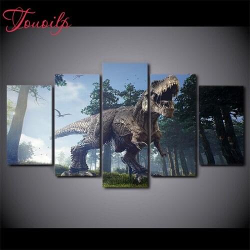 5D DIY Full Square&round 5pcs Animal Dinosaur 5d Diamond Painting Combination diamond Embroidery Mosaic Home Decor painting