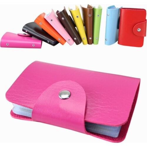 New Unisex 24 Slots Business Card Case Women Leather Credit Card Holder Female Wallet For Bank Cards Men Cardholder