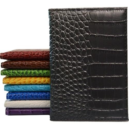 Fashion Solid Candy Color Passport Holder Crocodile Grain PU Leather No letters Blank Passport Cover Wallet