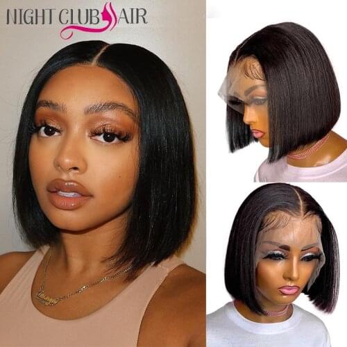 Short Bob Lace Front Wigs 4x4 Lace Closure Wig Transparent Bone Straight 13*1 T Part Human Hair Wigs For Women Pre Plucked Remy