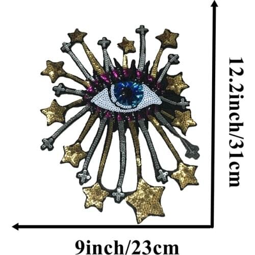 Hotfix Evil Eye Patches Iron on sequin patches for clothes patch DIY Stars Cross Eyeball Sequins and Embroidery patch eye ball