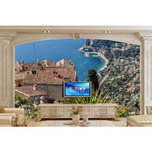 Custom 3d wall murals ,Houses Coast Marinas Cities wallpaper,restaurant dining room tv sofa wall bedroom papel de parede