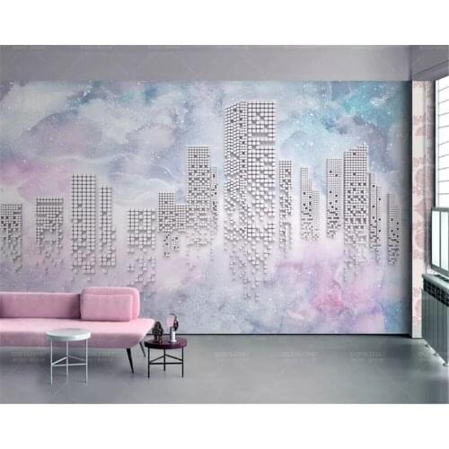 Beibehang Custom Wallpaper Watercolor background 3d abstract geometric city tv background wall papel de parede 3D wall paper