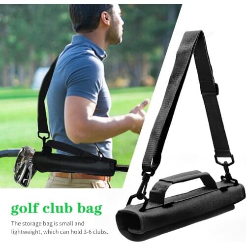 Portable Golf Club Bag Lightweight Duty Knitted Nylon Mesh Storage Travel Pouch Simple Foldable Mini Half Set Golf Gun Bag Black