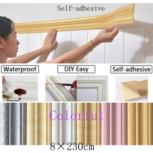 Embossed Corner Line 3d Foam Wall Waist Line Waterproof Border Self-adhesive Wall Edge Strip Decor Wall Sticker