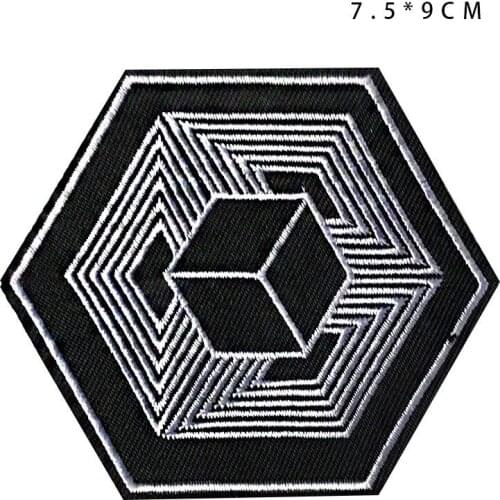PGY hexagon Patches for Clothing Iron on Embroidered Sew Applique Cute Patch Fabric Badge Garment DIY Apparel Accessories