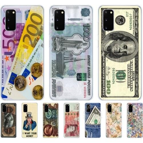 Silicon phone cover case for samsung galaxy S20 PLUS Ultra S10 lite cover for samsung note 10 plus lite money cash dollar Ruble