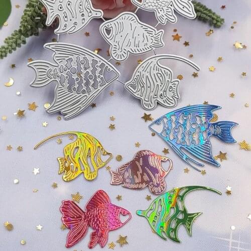 Carbon Steel Scrapbooking Embossing Six Fish Stencil, DIY Printing Steel Mould for Album Paper Card Making