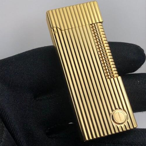 Handmade pure copper premium inflatable lighter loud flint grinding wheel brass butane gas collection machinery smoking gift 85G