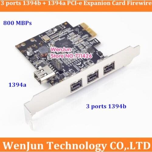 High Quality 3 Ports 1394b+ 1 Port 1394a PCI-e Expanion Card External Firewire 800 PCI Express IEEE1394B complian with 1394a