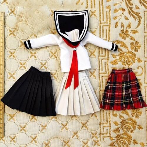 In Stock 1/6 Female Figure Figure Clothes School Uniform Girls Pleated Skirt Suits Accessory Model for 12'' Action Figure Body