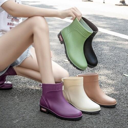 Short Tube Fashion Four Seasons Rain Boots Women Low Tube Casual Ladies Rain Boots PVC Work Waterproof Shoes Women galoshes NEW