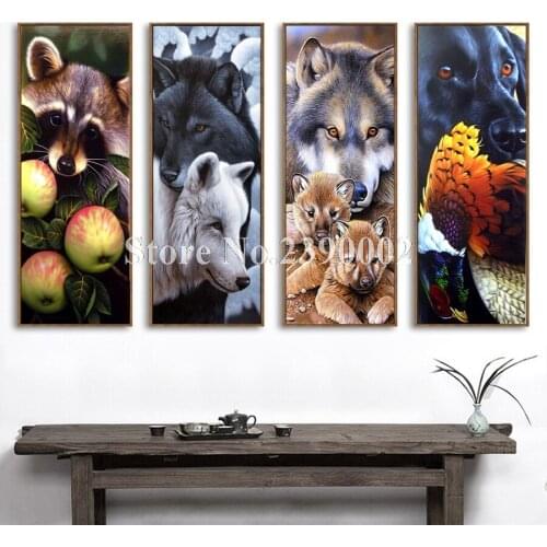 Animal Diy 5d Mosaic Needlework Diamond Embroidery Wolf Fox Dog Full Square Diamond Painting Cross Stitch Art Decorative Gift