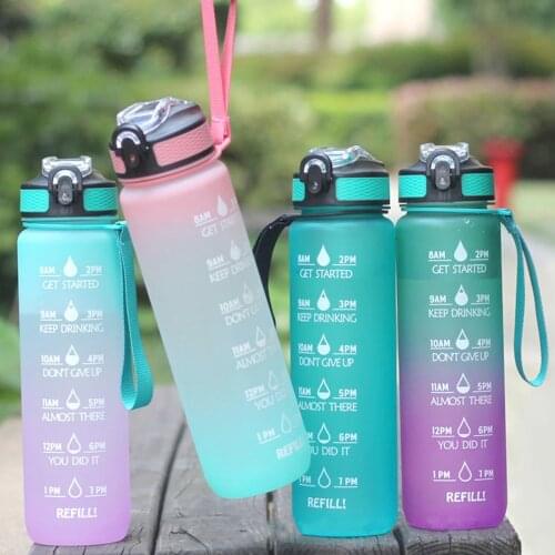 Hot Newest 1pcs Clear Drinking Bottles Bounce Cover With Graduated Straw Sports Fitness Gym Water Bottle Fast Delivery