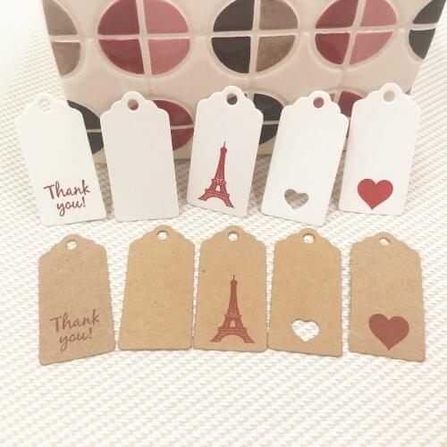 100pcs 4*2cm Kraft paper gift hang tags handmad gift box packing tag DIY jelwelry/flower/cupcake favors brand tags
