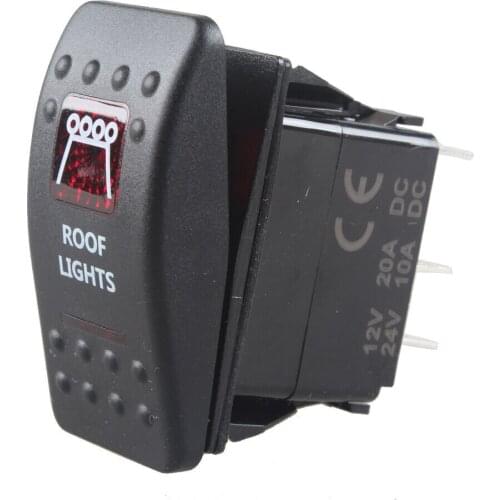 12v-24v Car Boat marine switch 5-pin Rocker Switch RED LED Light ROOF LIGHTS